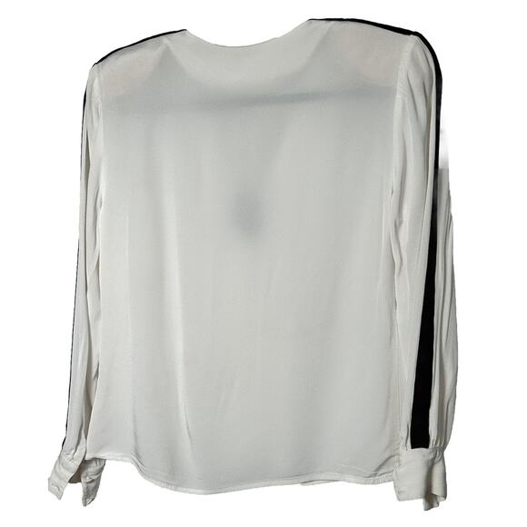 Vintage Francesca of Damon Women’s White Black Trim Top Long Sleeve Rayon Size 8 - Picture 3 of 4